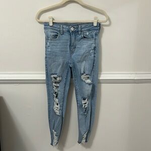 American Eagle Tattered Holes Jeans, Next Level Stretch, Size 4S